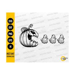 pumpkin chasing ghosts svg | halloween home decoration sublimation sticker decal | cricut cutting file clipart vector digital dxf png eps ai