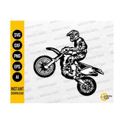 Motorcycle Racer SVG | Dirt Bike PNG | Offroad Racing Circuit Vehicle Race Motor Sport | Cutfile Printable Clipart Vector Digital Dxf Eps Ai