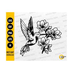 Hummingbird Flowers SVG | Florals SVG | Wild Animal SVG | Cricut Cut Files Silhouette Cameo Cuttable Clip Art Vector Digital Dxf Png Eps Ai