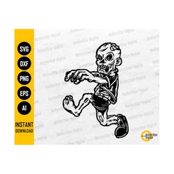 Cute Running Zombie SVG | Horror SVG | Scary Monster Decal T-Shirt Graphics | Cut Files CNC Printable Clip Art Vector Digital Dxf Png Eps Ai