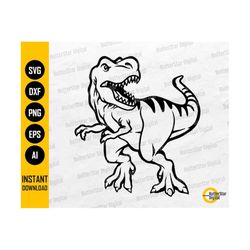 T-Rex SVG | Roaming Dinosaur SVG | Cute Dino T-Shirt Vinyl Stencil Gift | Cricut Cut Files Printable Clip Art Vector Digital Dxf Png Eps Ai