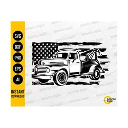 US Tow Truck SVG | USA Towing Services Svg | American Trucker Driver | Cricut Cutting File | Printable Clipart Vector Digital Dxf Png Eps Ai