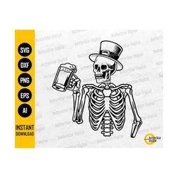 skeleton drinking svg | lager svg | draft beer svg | alcoholic drink bar pub drunk alcohol | cut file clipart vector digital dxf png eps ai
