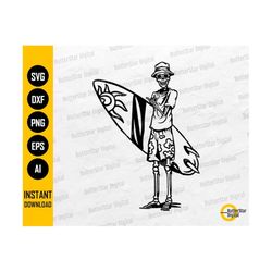 Skeleton Going Surfing SVG | Surfboard SVG | Surf Board Sun Sand Sea Ocean Waves | Cut Files Printable Clipart Vector Digital Dxf Png Eps Ai