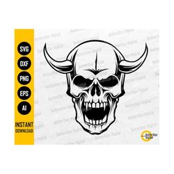 Horned Skull SVG | Monster Skeleton SVG | Demon SVG | Hell Death Grave Evil Fear Underworld | Cut File Clipart Vector Digital Dxf Png Eps Ai