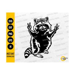 Raccoon Peace Hands SVG | Wild Animal T-Shirt Image Clipart Vector Graphics | Cricut Cutting File Silhouette Digital Download Dxf Png Eps Ai