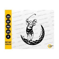 Golf Moon SVG | Golfing SVG | Golf Svg | Sport Decal Sticker T-Shirt | Cricut Cut File CNC Printable Clip Art Vector Digital Dxf Png Eps Ai