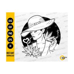 Cannabis Woman SVG | Lady Smoking Marijuana SVG | 420 Decal Shirt Gift | Cricut Silhouette Cut File Cuttable Clipart Digital Dxf Png Eps Ai