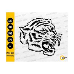 Tiger SVG | Wild Animal SVG | Jungle T-Shirt Decal Stencil Graphics | Cricut Cut File Cameo Printable Clipart Vector Digital Dxf Png Eps Ai