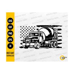 US Concrete Mixer Truck SVG | American Cement Mixer SVG | Usa Construction Vehicle | Cutting File Cut Clipart Vector Digital Dxf Png Eps Ai