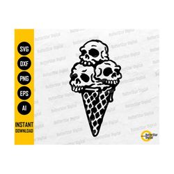 Ice Cream Scoop Skulls SVG | I Scream Summer Decal T-Shirt Sticker Graphics | Cricut Cut File Cuttable Clipart Vector Digital Dxf Png Eps Ai