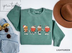Cute Christmas Coffee Cups Sweatshirt, Christmas Coffee Sweatshirt, Cute Christmas Sweatshirt, comfort Color, Coffee Lov