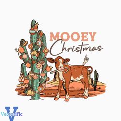 Retro Vintage Moony Western Christmas Cow SVG File