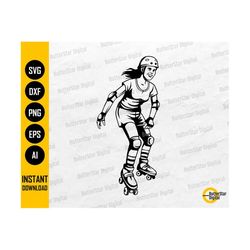 Roller Skater Girl SVG | Roller Skating Vinyl Stencil Graphics Illustration Drawing | Cricut Cutfiles Clip Art Vector Digital Dxf Png Eps Ai