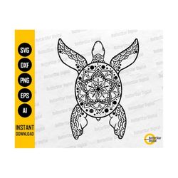 Floral Turtle SVG | Flowers SVG | Mandala SVG | Summer Sea Ocean Waves Beach | Cutting Files Printable Clipart Vector Digital Dxf Png Eps Ai