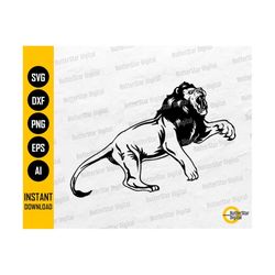 Aggressive Lion SVG | African Safari SVG | Wild Animal T-Shirt Graphics | Cricut Cut Files Silhouette Clip Art Vector Digital Dxf Png Eps Ai