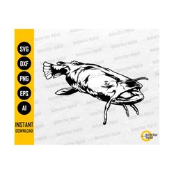 Flathead Catfish SVG | Flatheads SVG | Fish Decal Graphics Drawing | Cricut Silhouette Cutting Files | Clipart Vector Digital Dxf Png Eps Ai