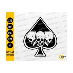 spade skulls svg | playing cards svg | gothic poker decal t-shirt tattoo sticker | cut file printable clip art vector digital dxf png eps ai