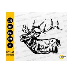 Elk Deer SVG | Hunting SVG | Animal T-Shirt Decals Stickers Graphical | Cricut Cutting Files Clip Art Vector Digital Download Dxf Png Eps Ai
