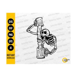 skeleton drinking beer svg | lager svg | party alcoholic drink bar pub drunk alcohol | cutting files clip art vector digital dxf png eps ai