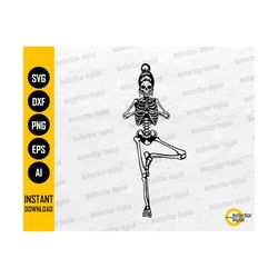 Yoga Tree Pose Skeleton SVG | Pilates SVG | Meditation T-Shirt Decal Graphics | Cricut Cutting Files Clip Art Vector Digital Dxf Png Eps Ai