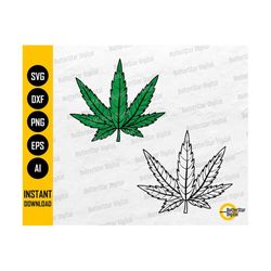 Cannabis Leaf SVG | Marijuana SVG | Weed Decal Sticker Vinyl Stencil | Cricut Silhouette Cut Files Printable Clipart Digital Dxf Png Eps Ai