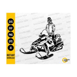 Snowmobile Rider SVG | Winter SVG | Snowmobiler Illustration Shirt Decal | Cricut Cutting File CNC Printable Clipart Digital Png Eps Dxf Ai