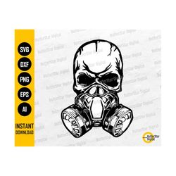 Skull Gas Mask SVG | Biohazard SVG | Gothic T-Shirt Tattoo Decal Vinyl Graphics | Cricut Cutting Files Clipart Vector Digital Dxf Png Eps Ai