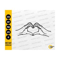 Female Hand Heart Sign SVG | Love Tattoo Decal T-Shirt Sticker Graphics | Cricut Silhouette Cut File Clip Art Vector Digital Dxf Png Eps Ai