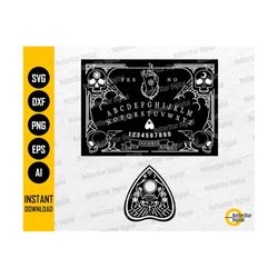 Ouija Board & Planchette SVG | Spirit Board Game Set | Cricut Cut Silhouette Cameo Printable Clipart Vector Digital Download Png Eps Dxf Ai