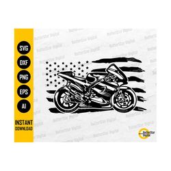 US Superbike SVG | USA Flag Sport Bike Svg | Motorcycle Svg | Biker T-Shirt Decal | Cricut Silhouette Clipart Vector Digital Dxf Png Eps Ai