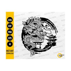 dragon temple svg | ancient creature t-shirt decal wall art sticker tattoo graphics | cricut cut file clipart vector digital dxf png eps ai