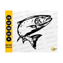 Trout SVG | Fishing SVG | Salmon SVG | Fish Vinyl Stencil Illustration Graphics | Cricut Cut Files Printables Clipart Digital Dxf Png Eps Ai