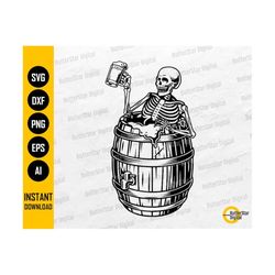 beer barrel skeleton svg | party alcoholic drink bar pub keg mug bottle drunk alcohol | cut files cnc clip art vector digital dxf png eps ai