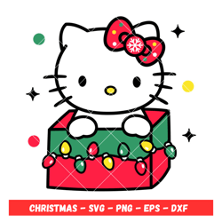 Hello Kitty Present Svg, Christmas Svg, Sanrio Christmas Svg, Kawaii Svg, Cricut, Silhouette Vector Cut File