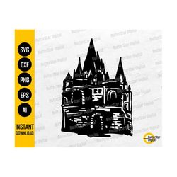 Scary Castle SVG | Haunted House SVG | Halloween Home Decoration Decor Decals Vinyl Stencil | Cut File Clipart Vector Digital Dxf Png Eps Ai