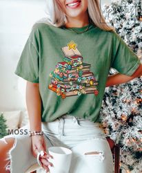 Christmas Book Tree Shirt, Christmas gift for teacher, School Christmas t-shirt, iPrintasty Christmas, Book Lovers Chris