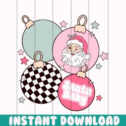 retro christmas pink santa baby ornament svg download