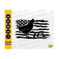 USA Flag Chickens SVG | US Farm Animal Svg | American Farmer T-Shirt Decals Clip Art Sticker Vector | Cricut Cut File Digital Dxf Png Eps Ai