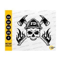 Firefighter Skull SVG | Fireman SVG | Fire Truck SVG | Cricut Cut Files Silhouette Printable Clipart Vector Digital Download Dxf Png Eps Ai
