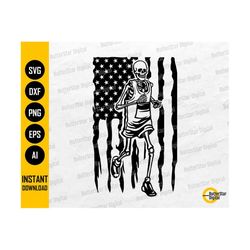 US Marathon Skeleton SVG | USA Flag Triathlon Svg | Sports T-Shirt Decals Stickers | Cricut Cut Files Clip Art Vector Digital Dxf Png Eps Ai