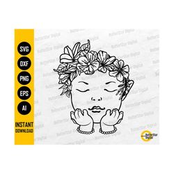 Floral Baby Girl SVG | Flower Child SVG | Cute Pretty Infant With Flower Crown SVG | Cricut Cut Files Clip Art Vector Digital Dxf Png Eps Ai