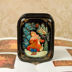 Winter Maiden lacquer box snow fairy tale folk Palekh art