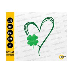 Saint Patrick's Day Heart SVG | St. Patty's Day SVG | Shamrock SVG | Cricut Silhouette Cameo Printable Clipart Vector Digital Dxf Png Eps Ai