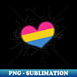 Pansexual Heart Thrown into Cracked surface - Signature Sublimation PNG File - Perfect for Sublimation Mastery