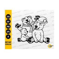 Christmas Polar Bear Family SVG | Cute Holiday Animal T-Shirt Decal Vinyl Graphics | Cricut Silhouette Clipart Vector Digital Png Dxf Eps Ai