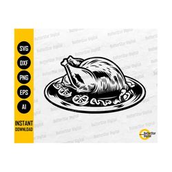 Thanksgiving Turkey SVG | Main Dish SVG | Food Illustration Drawing Graphics Stencil | Cricut Cutfile Clip Art Vector Digital Dxf Png Eps Ai