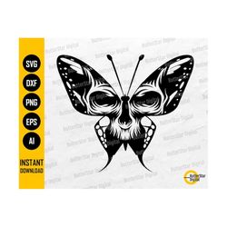 skull face butterfly svg | skeleton svg | gothic decal shirt graphic sticker tattoo | cricut cut files clipart vector digital dxf png eps ai