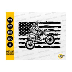 US Skeleton Motocross SVG | American Dirt Biker Svg | USA Flag Off Road Motorbike | Cut File Clip Art Cuttable Vector Digital Dxf Png Eps Ai