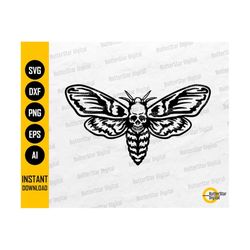 Moth With Skull SVG | Gothic T-Shirt Decal Tattoo Stencil | Cricut Cutfile Silhouette Studio Cuttable Clip Art Vector Digital Dxf Png Eps Ai